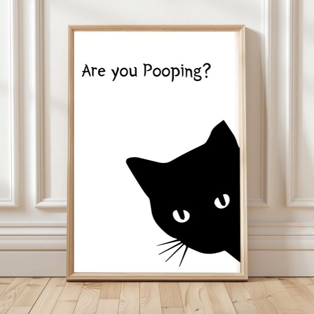 Funny Black Cat Bathroom Print: 'Are You Pooping?' Poster (Von Creator hochgeladen)