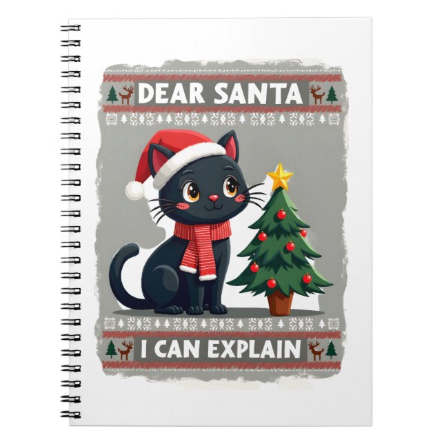 Funny Black Cat Christmas Dear Santa, I Can Explai Notizblock (Vorderseite)
