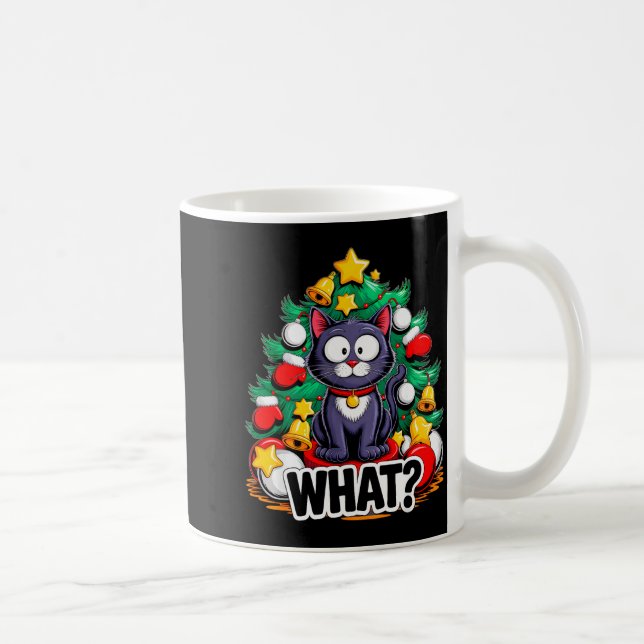 Funny Black Cat Christmas Tree Merry Xmas Humor Ca Kaffeetasse (Rechts)