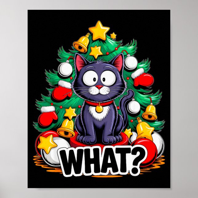 Funny Black Cat Christmas Tree Merry Xmas Humor Ca Poster (Vorne)
