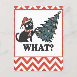 Funny Black Cat Christmas Tree Postkarte