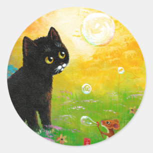 Funny Black Cat Creationarts Sticker
