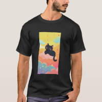Funny Black Cat farbenfrohe Wolken Niedlich Kawaii