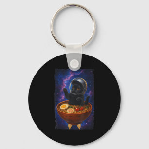 Funny Black Cat Fliegen Ein Ramen Bowl Astronau Schlüsselanhänger
