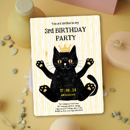 Funny Black Cat Geburtstagsparty Einladung