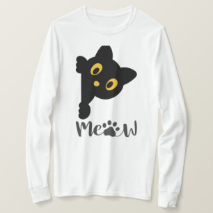 Funny Black Cat Gelbe Augen T-Shirt