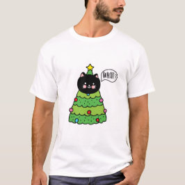 Funny Black Cat Geschenk Pushing Weihnachtsbaum T-Shirt