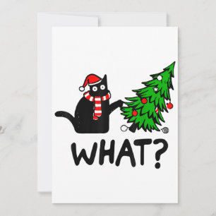 Funny Black Cat Geschenk Pushing Weihnachtsbaum üb Einladung
