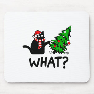 Funny Black Cat Geschenk Pushing Weihnachtsbaum üb Mousepad