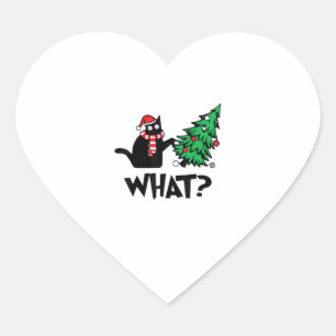 Funny Black Cat Geschenke, die Weihnachtsbaum über Herz-Aufkleber