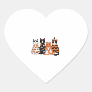 Funny Black Cat Ghost Party Pumpkin Niedlich Hallo Herz-Aufkleber