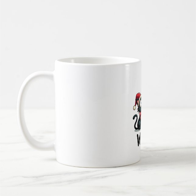 Funny Black Cat Gift Pushing Christmas Tree Over C Kaffeetasse (Links)