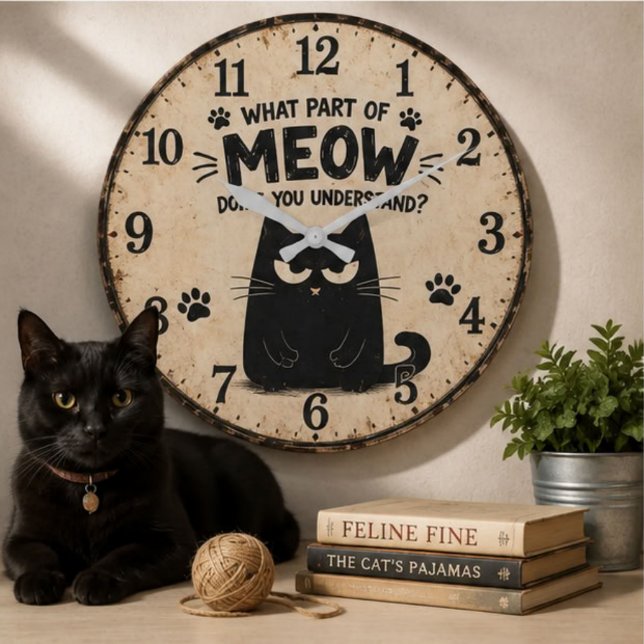 Funny Black Cat Große Wanduhr (Von Creator hochgeladen)