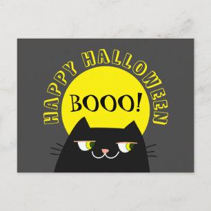 Funny Black Cat Halloween Postkarte