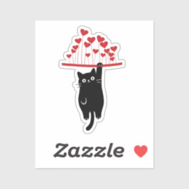 Funny Black Cat Hanging Out Valentine's Day Aufkleber