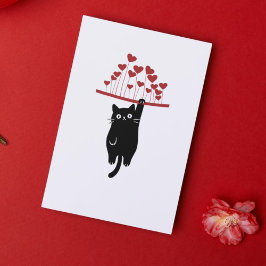 Funny Black Cat Hanging Out Valentine's Day Feiertagskarte
