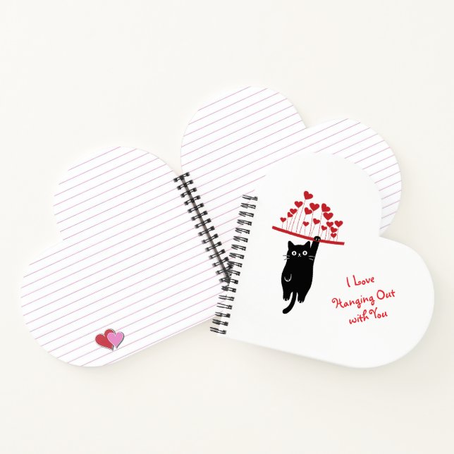 Funny Black Cat Hanging Out Valentine's Day Notizbuch (Innenseite)
