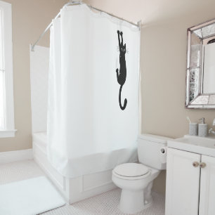 Funny Black Cat hing weiter Crazy Kitty Duschvorhang