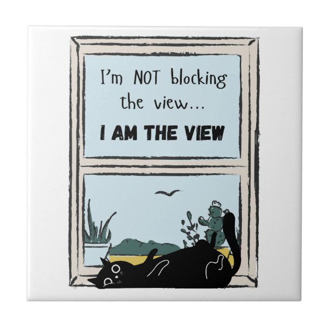 Funny Black Cat, ich bin der Blick Fliese (Vorderseite)