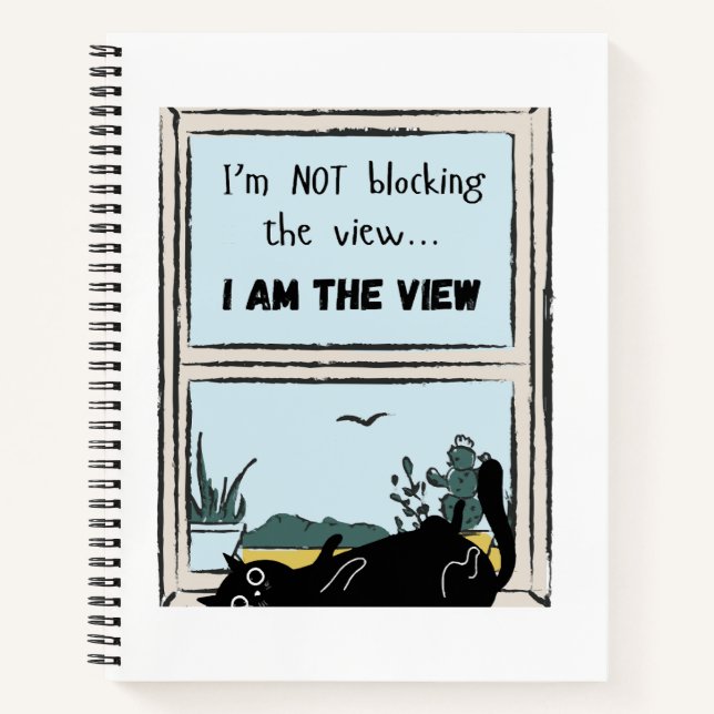 Funny Black Cat, ich bin der Blick Notizbuch (Vorderseite)