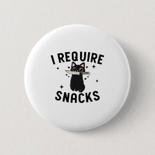 Funny Black Cat, ich brauche Snacks Button