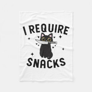 Funny Black Cat, ich brauche Snacks Fleecedecke