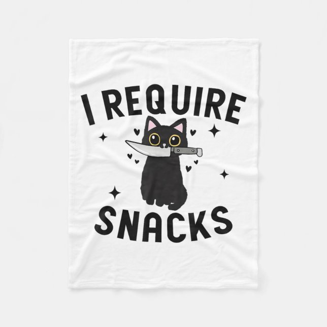 Funny Black Cat, ich brauche Snacks Fleecedecke (Vorderseite)