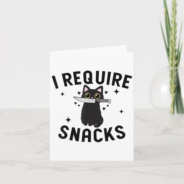 Funny Black Cat, ich brauche Snacks Karte (Vorderseite)