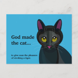 Funny Black Cat Illustration Postkarte