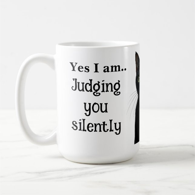 Funny Black Cat Keramik Tasse (Links)