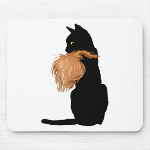 Funny Black Cat Lady Kamala mit Trump Hair Abstimm Mousepad