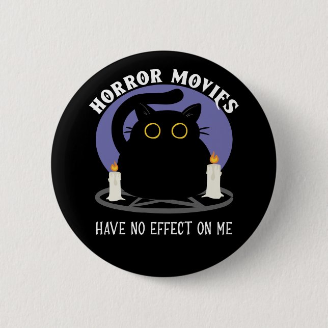Funny Black Cat Lieben Horror Film Button (Vorderseite)
