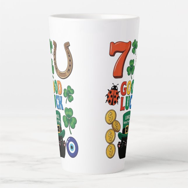Funny Black Cat Lucky Charm  St. Patrick's day Milchtasse (Vorderseite)