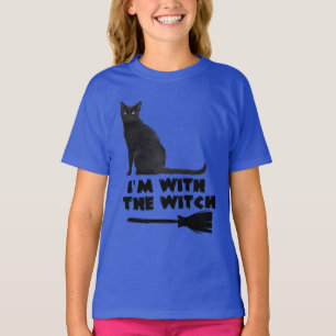 Funny Black Cat mit der Halloween-Hexe  T-Shirt
