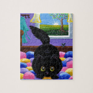 Funny Black Cat Mouse Quilt