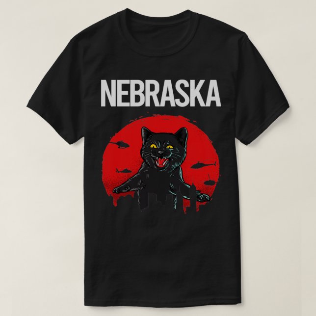 Funny Black Cat Nebraska T-Shirt (Design vorne)
