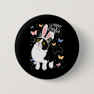 Funny Black Cat Ostereier Happy Osterfest Sonnen T Button