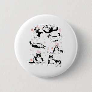 Funny Black Cat Ostereier Happy Osterfest Sonnen T Button