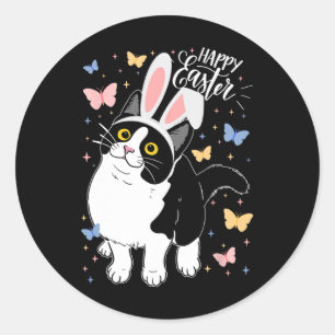 Funny Black Cat Ostereier Happy Osterfest Sonnen T Runder Aufkleber