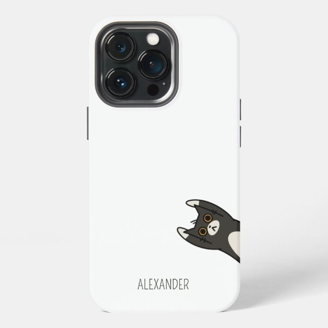 Funny Black Cat Personalisiert iPhone 13 Pro Hülle (Hinten)