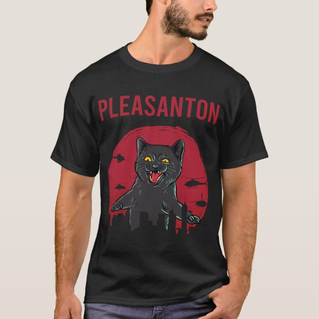 Funny Black Cat Pleasanton T-Shirt (Vorderseite)