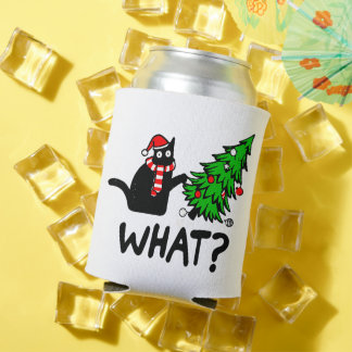 Funny Black Cat Pushing Christmas Tree Pet Lover Dosenkühler