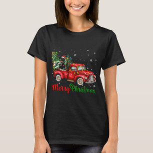 Funny Black Cat Riding Red Truck Weihnachtsbaum Li T-Shirt