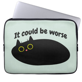 Funny Black Cat, sarkastische Katze Zitat, optimis Laptopschutzhülle