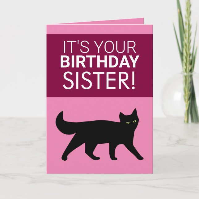 Funny Black Cat Schwester Karte (Vorderseite)