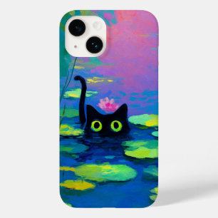 Funny Black Cat Schwimmen im Teich Quirky Art Case-Mate iPhone 14 Hülle
