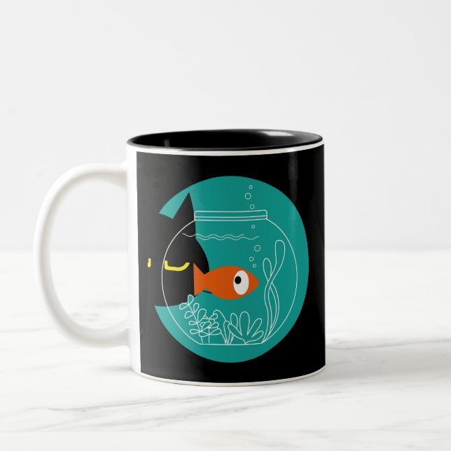 Funny Black Cat Tasse - Kuro Catto Two-Tone Coffee (Links)