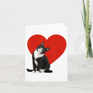 Funny Black Cat Valentine's Day Heart Tuxedo Cat L Karte