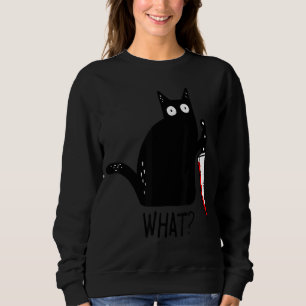 Funny Black Cat Was hält Bloody Knife Männer Fraue Sweatshirt