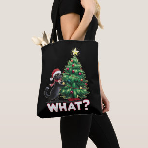 Funny Black Cat Was Weihnachtsbaum Weihnachten Tasche